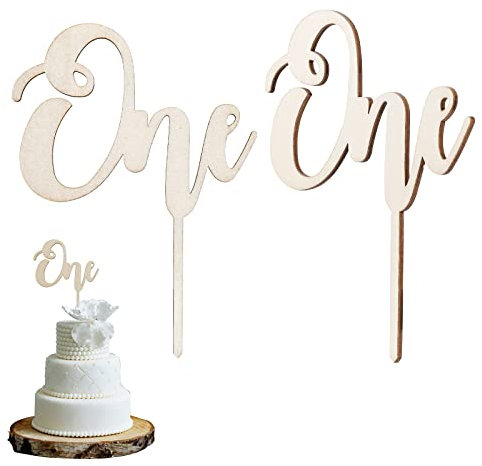 GoldRock Cake Topper 1. Geburtstag,2 Stk Cake Topper One, Tortendeko Holz,Wild One Kuchen Deko,1 Geburtstag Deko,Torten Dekoration 1 Geburtstage ist Ideal für Den 1. Geburtstage,Die 1. Jahrestagsfeier
