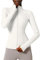 Locachy Damen Slim Fit Full Zip Athletic Running Sport Workout Jacke mit Taschen, Stil 02, Weiß, S