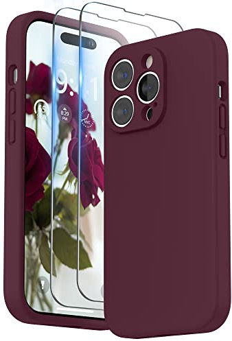 SURPHY Compatible with iPhone 14 Pro Max Case with Screen Protector, Liquid Silicone Protection for Each Lens Shockproof Thickened Rubber for iPhone 14 Pro Max 6.7 inch 2022, Plum