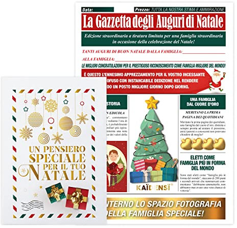 KAÏDENSÏ Idea Regalo Natale Originale - Giornale La Gazzetta Natalizia Personalizzabile - Idee Regali Divertenti - Maxi Biglietto d'Auguri Personalizzati Originali – Scherzi Biglietti Gadget