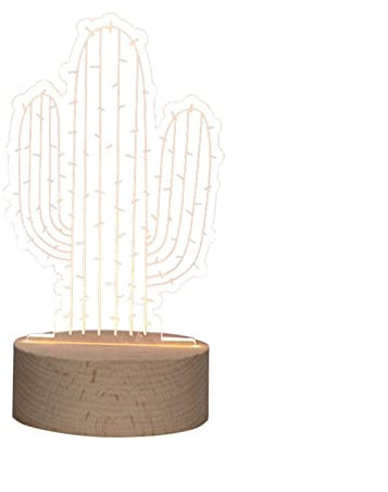 INPETS Veilleuse LED 3D en forme de cactus avec interrupteur ColorTouch pour décoration de table ou de bureau - Cadeau avec base plate en acrylique - Câble USB - Jouet
