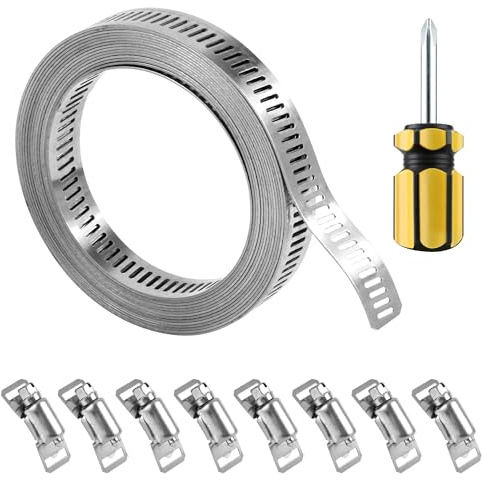 4 Meter Schlauchschellen Edelstahl, Einstellbare Schlauchschellen Endlos 304 Edelstahl mit 8 Klemmen Schlauchklemmen für Wasser Gas Rohr/Automobil/Unterdruckschlauch Schlauchschellen Set
