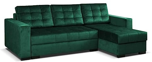 MEBLE-LUX - Universal Ecksofa mit Schlaffunktion und 2 Bettkasten LARO I 242cm Breit Sofa L Form I Eckcouch mit Schlaffunktion I Universal Ecke (Rechts oder Links) I Sofa Grün