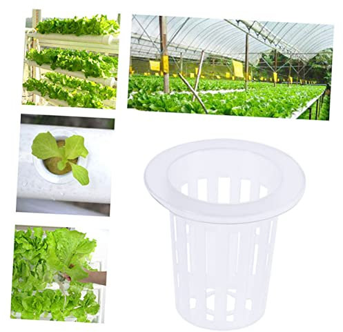 Yardwe 50 Stück Hydrokultur Netztöpfe, Kunststoff Pflanzennetztöpfe, 5cm Innendurchmesser, 6.8cm Höhe, Für Hydroponik Aquaponik Orchideen, Weiß