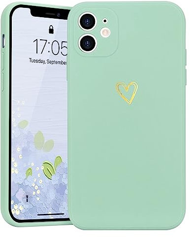 Lafunda Handyhülle Kompatibel mit iPhone 11 Mädchen hülle Ultra Dünn Silikonhülle süß Liebesherz Schutzhülle stoßfest Case Bumper Back Cover mit Fallschutz für iPhone 11 Hellgrün