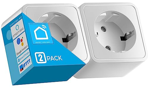 Echos Smart WLAN Steckdose 2er Pack | App-gesteuert | Sprachsteuerung mit Alexa u. Google Home | Smart Home Steckdose | Smarte Steckdose | WIFI Steckdose | Intelligente Steckdose