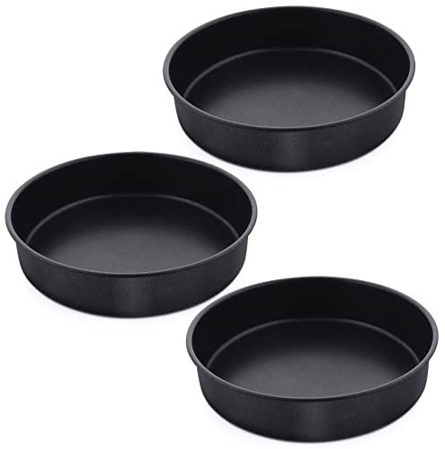 Homikit 8 Inch Nonstick Cake Tin Set of 3, Stainless Steel Round Cake Pans for Baking Birthday/Wedding/Christmas Layer Cakes, Healthy & Sturdy, Seamless Design & Easy Clean