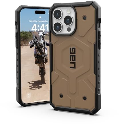 URBAN ARMOR GEAR Pathfinder Hülle kompatibel mit Apple iPhone 15 Pro Max Case [Wireless Charging/Magnetisches Aufladen kompatibel, Fallschutz nach Militärstandard] Dark Earth