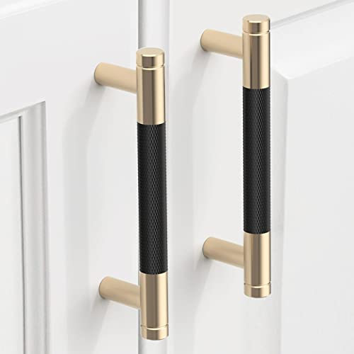 Coinkoly 10 Pcs Black & Gold Modern Round Knobs, 96mm, Cabinet Handle, Bedroom Handle, Home, CK-EU0005