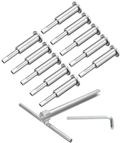 sourcing map Kit de Barandilla Invisible de 10 Unidades, Acero Inoxidable T316 de 1/8 con Tensor de Tensión, Terminal Oculto para Poste de Madera/Metal de 2x2, Barandilla de Cable