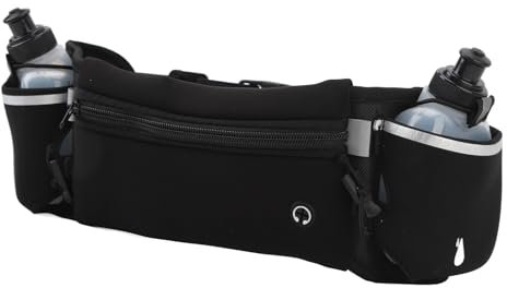 Oumefar Trink-Laufgürtel, Multifunktionale Marathon-Gürteltasche mit Hoher Kapazität, Schwarz, Wasserdicht, für Männer Zum Wandern