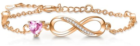Tusuzik Geschenk zum Valentinstag für Frauen,Armband für 925 Sterling Silber Infinity Armbänder Schmuck mit Roségold Vergoldet für Ehefrau