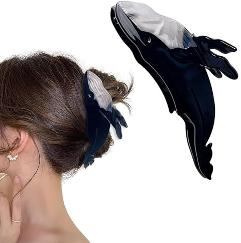 Wal Haarspange, Wal Haarklammer, Whale Hair Clip, Haarklammer Damen, Haarklammern Groß, Haarklammer, Geeignet für Mädchenarbeit, Dating, Freizeit und Partys(Schwarz)