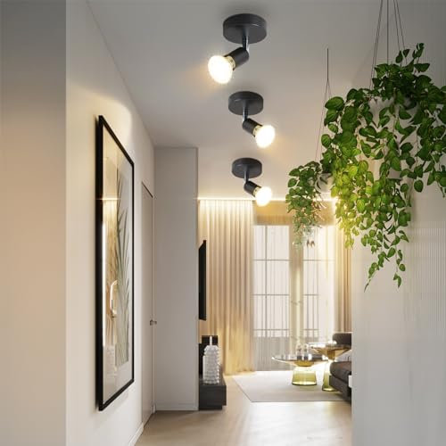 Glitzerlife LED Deckenstrahler 1 Flammig Schwarz - 3ER Deckenleuchte Modern Deckenlampe GU10 Deckenspot Schwenkbar 330°Drehbar Wandstrahler Spot Decke Wohnzimmer Schlafzimmer Flur