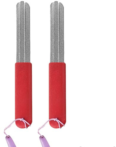 Dart Schleifstein,Fishing,2 Stück FischhakenschäRfer,Angelhaken Schleifer,SchäRfer,Angelhaken-Spitzer,Tragbares Doppelseitig HakenschäRfer Schleifstein,Mit Griff Und HäNgende für Outdoor Angeln (Rot)