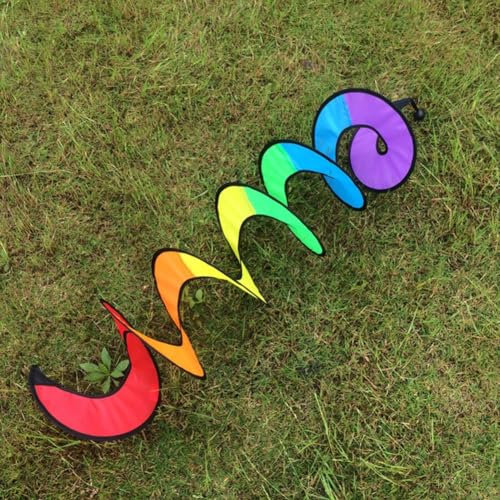 Rotating Colorful Wind Strip Decor Windmill,Colorful Hanging Rainbow Wind Twister, Hanging Wind Spinners, Wind Spinner Whirligig Toy Spinner, for Park Decoration Garden Ornaments