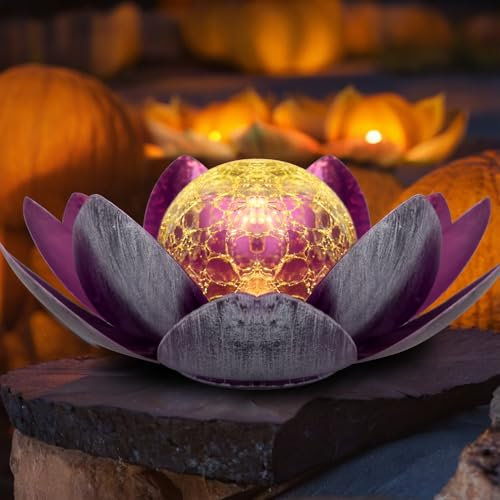 Kyduu lampes solaires de jardin, Fleur de lotus lanterne solaire, Décoration de jardin lotus solaire Deco, Jardin Exterieur Lumière, Lampe Solaire Exterieur pour terrasse,cour