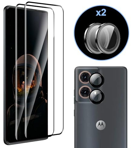 zZjoOoj Compatibile con Motorola Moto G85 5G per Vetro Temperato, 2 Pellicole Protettive 3D e 2 Pellicole in Vetro Temperato per Fotocamera, Durezza 9H, Antigraffio, HD