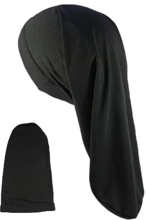 Jvjggag Herrenkappe Sommer, Herrenhut, Herrenkappe, Dread-Caps Herren, bequem, elastisch, Polyester, Dread-Caps, Haar-Accessoires, umwickelte multifunktionale Schlafmütze für draußen, Schwarz, Schwarz