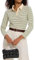 Sarefii Women Long Sleeve T Shirts Striped Collared Shirts Golf Polo Cotton Blend Casual Tennis Tops Fall Outfits Trendy, Z Long Sleeve Green White, XXL