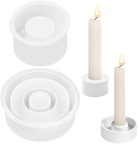 Silikonformen Gießformen Kerzenhalter, 2 Stück Silikon Gießform Kerzenhalter, Silikonformen zum Gießen, Gießformen Silikon Kerzenständer, Silikonform Kerzenhalter für Stabkerzen und Teelichter