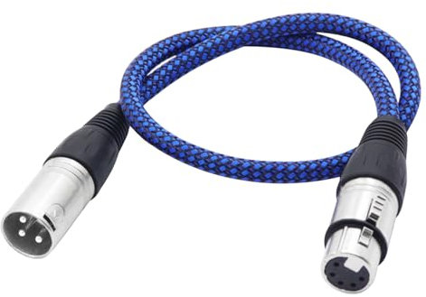 LANMINGLEL Short XLR Metal Microphone Cable XLR 3 Pin Male to 5 Pin Female Heavy Duty Balanced Nylon Braided Cord Compatible Speakers,Microphones, Stage Lighting and More(0.5M)