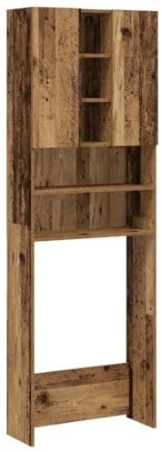 vidaXL Waschmaschinenschrank Altholz-Optik 64x25,5x190 cm, Waschmaschinenregal, Badezimmerregal, Waschraumschrank, Badezimmerschrank, Badezimmermöbel
