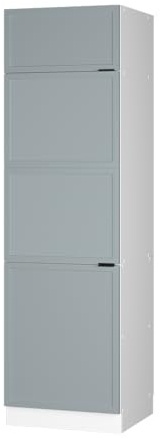 Vicco Kühlumbauschrank Fame-Line, Hellblau-grau, 60 cm | MDF-Front · ✓ Kühlschranknische · Höhenverst. Füße · Metallgriffe · Soft-Close