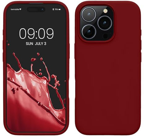 kwmobile Case Compatible with Apple iPhone 16 Pro Case - TPU Silicone Phone Cover with Soft Finish - Rhubarb Red
