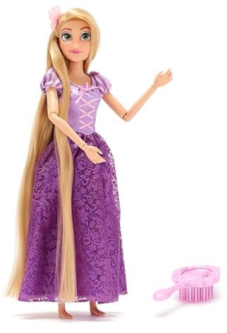 Disney Store Official - Rapunzel - Neu verföhnt - Klassische Puppe - 29 cm/11 - Voll bewegliche Disney Prinzessinnen Puppe im atemberaubenden lila Kleid - Mit Spielzeughaarbürste - Ab 3 Jahren