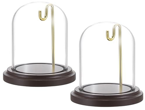 SUMNACON Lot de 2 cloches en verre avec crochet, petite montre de poche décorative transparente avec base