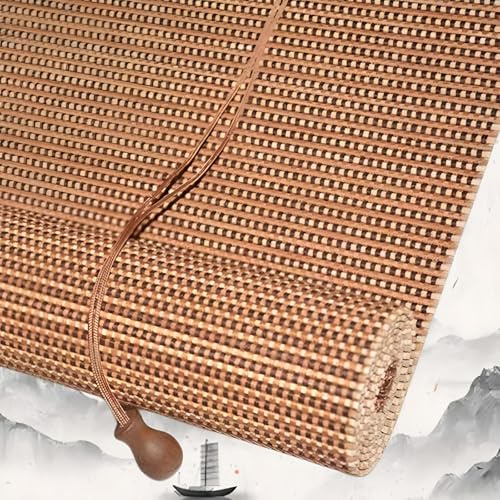 Eiauiuo Bamboo Roller Blinds - Bamboo Silk & Cotton Thread, Roman Blind For Doors & Windows, Blackout, Privacy & Sun Protection, Side Pull, Decorative Partition Curtain(100x240cm)