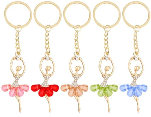 Pack De 5 Porte-Clés Danseuse, Porte-Clés Élés, Porte-Clés Femme, Porte-Clés Cloutés Strass, Porte-Clés Cadeaux
