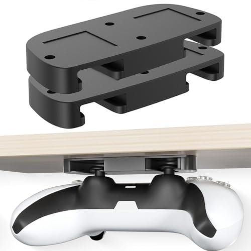 OUDQFCJ 2PCS Stand for PS5 Controller, Under Table Mount for PS5, Horizontal Table Mount with Adhesive for PS4, Table Storage, Under Desk Holder for PS4/PS5 Controller Accessories