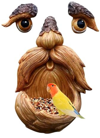Visages d'arbre | Mangeoire fantaisie en forme de visage d'arbre | Mangeoire unique pour oiseaux | Statue murale en résine en forme de visage de vieil homme | Décorations d'arbre d'extérieur