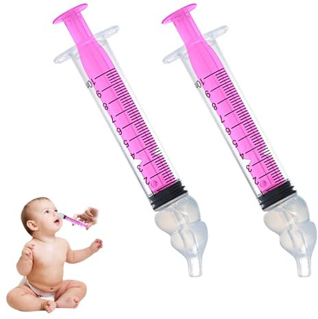 Journeyside 2 Pcs Aspirador Nasal, Jeringa Lavado Nasal Bebe 10 ml, Limpiador de Nariz Portátil para Bebés, Reutilizable de Aspirador Nasal de Silicone, Utilizado para Bebés y Recién Nacidos,Rosa