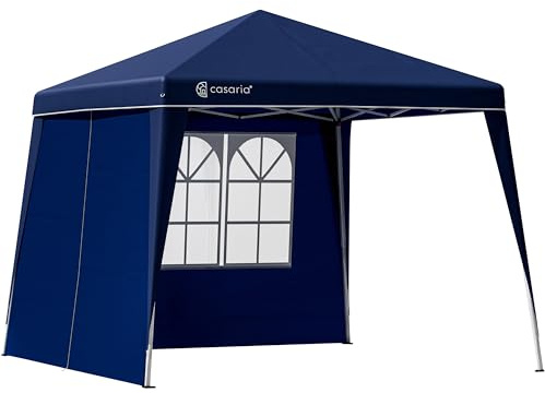 CASARIA® Pavillon Pop-Up 3x3m inkl. 2X Seitenteile Farbauswahl UV-Schutz 50+ inkl. Tasche wasserdicht faltbar Faltpavillon Zelt Festival Capri Blau