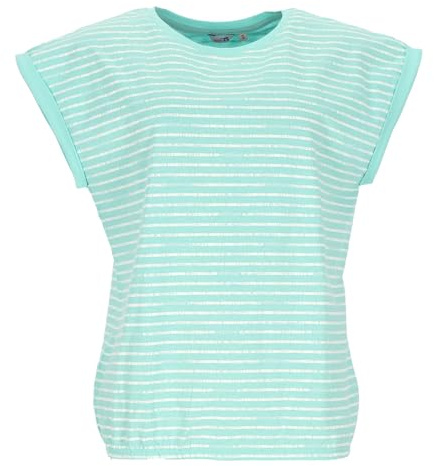 modAS Damen Shirt ohne Ärmel mit MEERzeit-Streifen - Streifenshirt mit Rundhalsausschnitt in Mint Größe S
