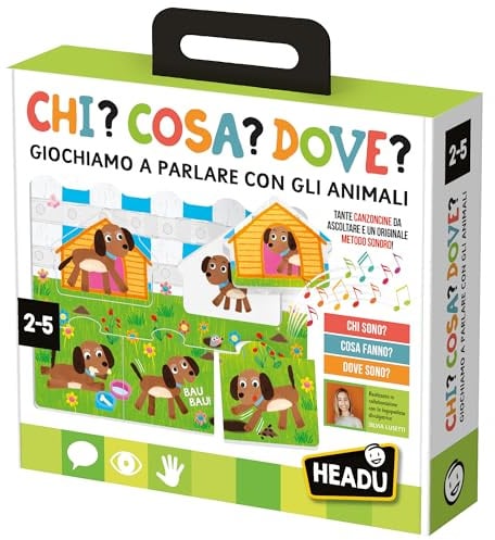 HEADU - Chi Cosa Dove - Giochiamo a Parlare Con Gli Animali! | Giochi Educativi 2 3 4 5 Anni, Sviluppo Linguaggio Bambini, Gioco Didattico, Giochi da Tavolo Bambini, Regalo Bambina, Regalo Bambino