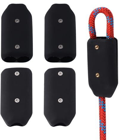 INCREWAY 4PCS Reusable Rope Clamps, Black Ropes Clamp, Adjustable Connector Clamp for Organizing Nylon Plastic Braided Rope, Suitable for 11-12mm Ropes