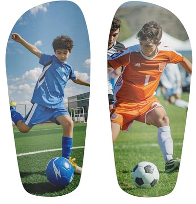 Personalisiert Schienbeinschoner Kinder & Erwachsene Fußball | Individuell mit eigenem Foto, Design, Text bedruckbar | Mini Shin Pads Guard mit Strap für Fußball, Hockey | 1 Paar