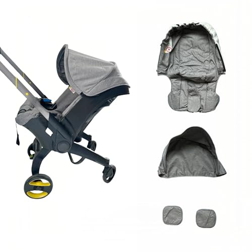 Kompatibel mit Doona Kinderwagen, graues Ersatzteil-Set – Sonnenschutzverlängerung, Kindersitzschutz und Schulterpolster