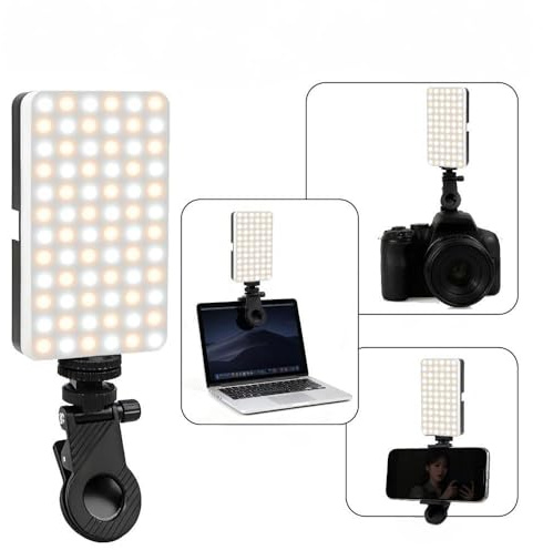 Selfie Licht 60 LED 2200mAh Wiederaufladbare Clip On Handy Licht 3200-5600K 3 Lichtmodi für Telefon/Tablet/Laptop, Zoom Call Vlog Make-up TikTok Video Fülllicht