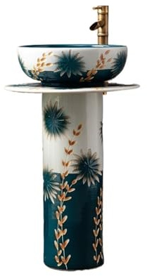 Freistehend Home Keramik-Standwaschbecken mit Wasserhahn und Abfluss-Set Garten-Standwaschbecken modern