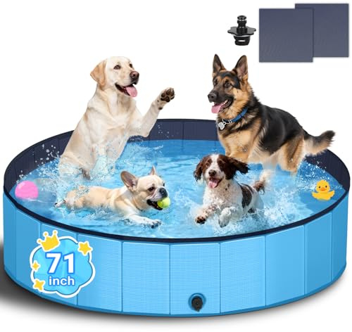 T2Y Dog Pool, 2026 Upgraded Dog Padding Pool, 5mm High-Strength PP Board, Quick to Set Up and Drainage Hole, 71 Thickened Bottom Foldable Padding Pools for X-Large Dogs-180x30CM (Blue)