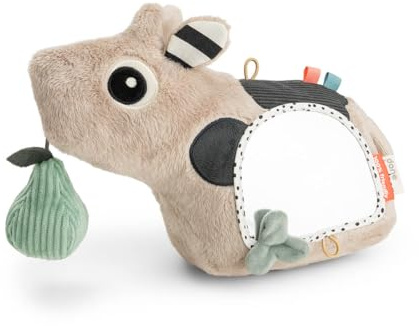 Done by Deer Aktivitätsspiegel „Dotti“ – Baby Boden Spiegel für Bauchlage – Sensorikspielzeug mit Knistereffekt & Tags – Tummy Time Spielzeug für Neugeborene – Beige