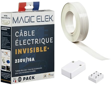 Cavo elettrico invisibile ultra piatto 3M 230V/16A – 3 Linee – Pacchetto luminoso scompare sotto vernice, carta da parati, piastrelle... Niente più scivoli passano cavo