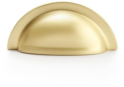 Handle & Home 76mm Satin Brass Cup Handle – Kitchen Drawer & Cupboard Cabinet Pull