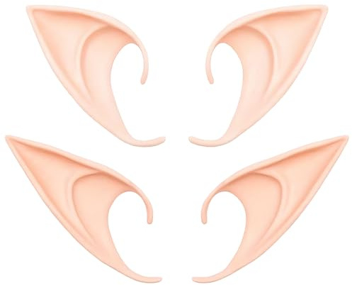 2 Paar Elfenohren Hautfarbe aus Kunststoff, Feenohren für Halloween Karneval und Maskerade Kostüm, Cosplay Zubehör Requisiten für Livestream Party
