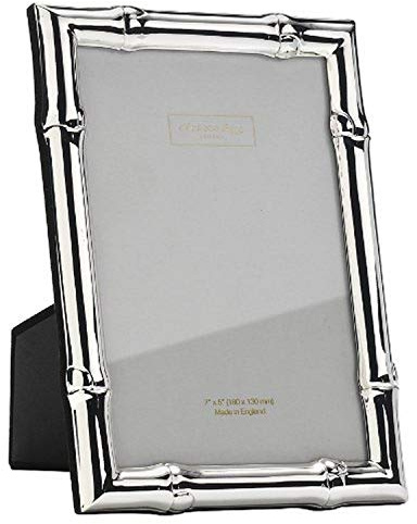 Addison Ross Breiter Bambus-Bilderrahmen, 5 x 7 cm, Hoch- oder Querformat, idealer Bilderrahmen zum Verschenken, Geschenk für Hochzeiten, Geburtstage, Jahrestage, modernes Design, Silber, 5 mm